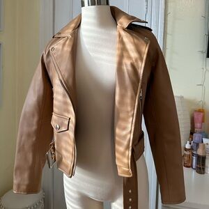 Zara Faux Leather Belted Moto Jacket